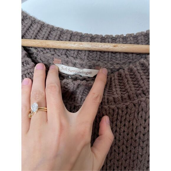 Soft Surroundings Brown Chunky‎ Knit Cable Sweater S - Picture 4 of 10